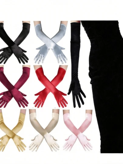 1/3/12 Pairs Women's Long Satin Stretch Gloves – Bridal Wedding & Kentucky Derby Tea Party Hand Decorations