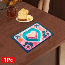 1pc Heart Art Print Absorbent Dish Drying Mat, Dish Drying Pad, Espresso Machine Countertop Absorbent Mat, Sink Drain Mat, Soft Faucet Absorbent Mat, Sink Cup Mat, Home Decor, Kitchen & Bathroom Accessories - Multicolor - View 13