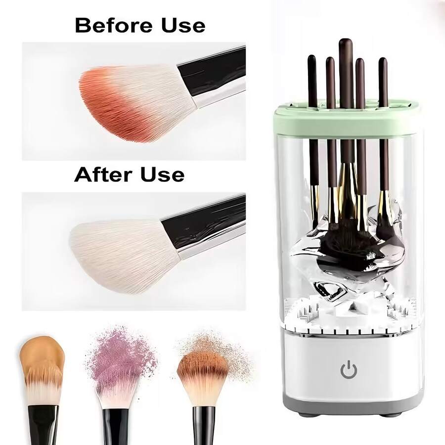 3-In-1 Electric Makeup Brush Cleaner (Cleaning + Storage + Drying) Comes With A Silicone Pad, A USB-Powered Beauty Cleaning Tool, Suitable For Various Makeup Brush Sizes, Silent Operation, A Must-Have Beauty Tool For Women. - trắng - Xem 1