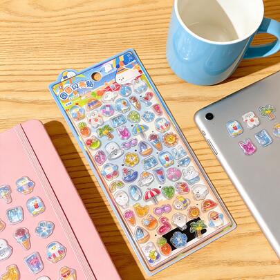 Shiny Decorative Stickers With Ocean And Candy Themes - Suitable For Bullet Journals, Phone Case DIYs, School Supplies And Holiday Gifts (Valentine's Day/New Year, Random Colors)