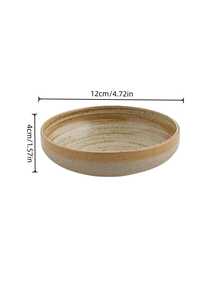 1pc Japanese Retro Ribbed Bowl & Plate Set, High-Quality Handpainted Ceramic Hot Pot Dipping Sauce Dish, Appetizer/Cold Dish Bowl, Suitable For Home, Restaurant, Snack Bowl, Gift - Brown - View 2