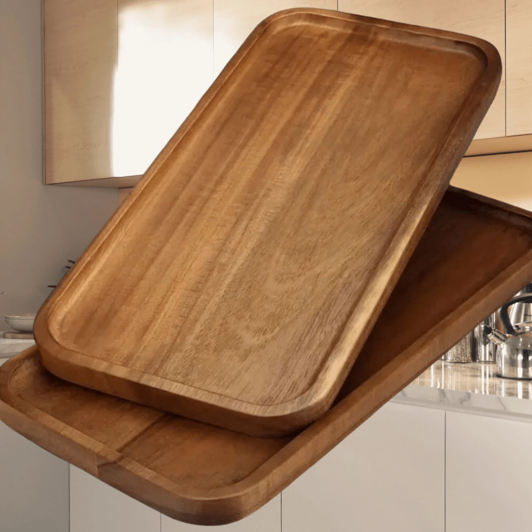 1pc Rectangular Multifunctional Wooden Food Tray, High-Quality And Stylish, Snack Display Tray For Home Decor, Suitable For Snacks, Bread, Cake, Desserts, Beverages, Coffee, Perfume, Candles, Kitchen Supplies, All Seasons