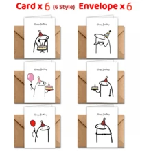 12张卡通蛋糕和气球设计生日贺卡套装（含信封） - 适合送给家人、朋友、同事，以及情人节、复活节、母亲节、父亲节、万圣节、毕业派对等场合。 - 彩色 - 查看 6