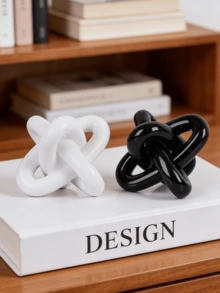 Black Knot Sculpture, Triple Knot Statue, Black Home Decor, Perfect For Accenting Rustic-Style Coffee Tables, Living Room TV Stands, Dining Tables, And Entryway Shelves. - Multicolor - View 2