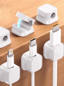 6pcs Magnetic Cable Clips: Desk Cable Management, Hidden Charging Cable Organizer, Suitable For Nightstand, Kitchen Appliances, Office Supplies - Plastic Material