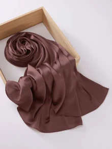 1pc Crinkled Satin Hijab Scarf, Suitable For Daily Wear