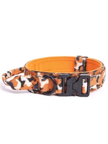 Tactical Dog Collar With Handle Heavy-Duty Metal Buckle Strong Training Collar Adjustable For Medium To Large Dogs. - 玫瑰紅迷彩 - 查看 7
