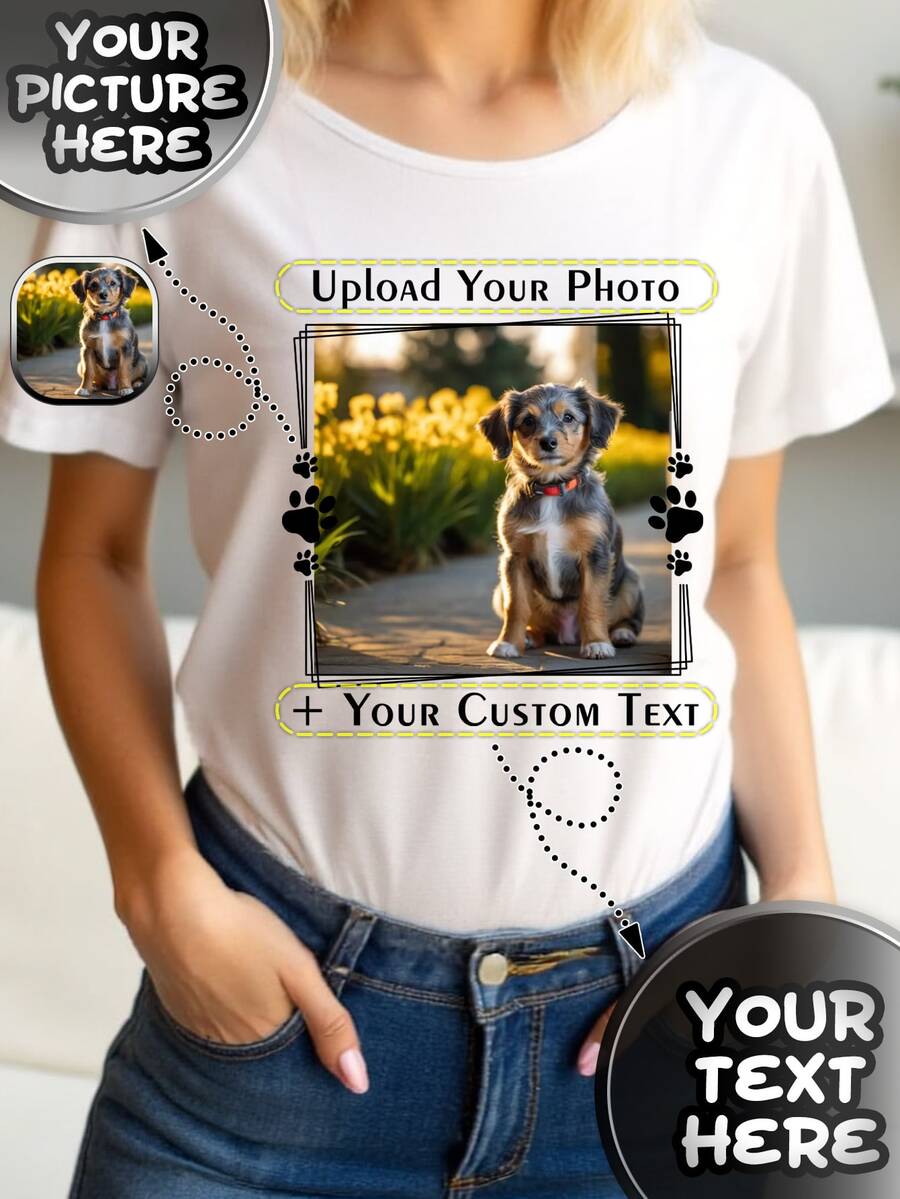 تي شيرت فضفاض مخصص مع نص وصور، بدلة مجموعة لحفل إعادة التوحيد العائلي، قم بتخصيص النص والصور الخاصة بك للزوجين والعائلة والحيوانات الأليفة والأصدقاء لحفلات الموسيقى، ملابس الخريف، ملابس علوية الخريف، ملابس علوية النساء، امرأة الخريف، ملابس علوية بيضاء، هدية عيد الميلاد، هدية عيد الحب، هدية الذكرى السنوية، هدية الزفاف، هدية أفضل صديق، بدلة نساء حفلات الموسيقى - أبيض - مشاهدة 1