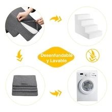 Escaleras para Mascotas para Perros 4 Escalones con Espuma Funda Antideslizante - Gris - Ver 6