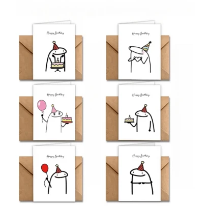 12pcs Cartoon Cake & Balloon Design Birthday Greeting Card Set (With Envelopes) - Suitable For Family, Friends, Colleagues, Occasions Like Valentine's Day, Easter, Mother's Day, Father's Day, Halloween, Graduation Party, Etc.