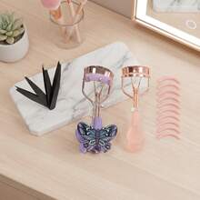 10pcs Stainless Steel Tweezer Set For Hair Removal, Beard Trimming, Eyebrow Shaping, Eyelash Curler With 10 Replacement Pads, Daily Makeup Tools - Multicolor - View 6