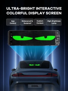 REMAX Đèn LED hình mắt quỷ linh hoạt cho kính chắn gió; Màn hình LED ô tô; Bảng điều khiển kỹ thuật số LED với hiệu ứng hoạt hình; Điều khiển từ xa và điều khiển ứng dụng Bluetooth cho ô tô, SUV, xe tải (13,77 inch x 3,9 inch); Phụ kiện ô tô; Đồ dùng cần thiết cho ô tô; Phụ kiện du lịch cho ô tô - K6 - Xem 2