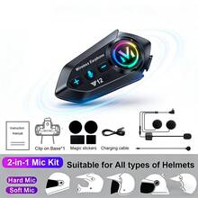 Y12 Motorcycle Bluetooth Headset For Men, Bluetooth Intercom, Bluetooth 5.3 Fast Connection, 500mAh Battery, Smart Noise Cancellation, Lightweight Design, Essential For Riders, Motorcycle Bluetooth Headset