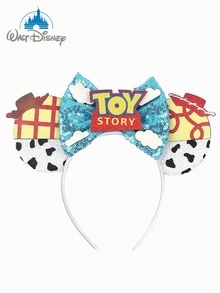 1pc Cartoon Cute Sequin Ear Headband With Bow, Princess Costume Accessory For Party, Theme Park, Suitable For Student Party, Masquerade, Cosplay, Theme Park, Perfect Gift For Various Occasions