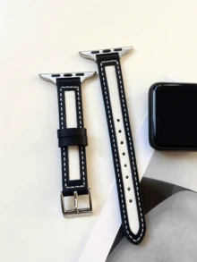 Band, Minimalist & Fashionable Canvas Strap, Compatible With Apple Watch Series 1/2/3/4/5/6/7/8/9/10/SE/Ultra, Metal Buckle Quick Release Design, Fits 38mm 40mm 41mm 42mm 44mm 45mm 49mm, Business Casual Lightweight - Black and White - View 12