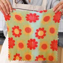 200pcs 30cm*30cm Bohemian Floral Pattern Cleaning Cloths, Dual-Use Wet & Dry, Soft, Suitable For Home And Kitchen Cleaning, Random Colors - Random Color - View 3