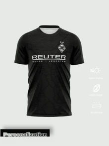 1pc Customized 2026 World Cup Borussia Monchengladbach Black Football Jersey - Personalized With Name And Number - Breathable Tight-Fit Design To Help You Perform At Your Best - Suitable For Fans, Sports Training, Halloween, Thanksgiving, Christmas And New Year Gifts, Made Of Durable Material - Black - View 2