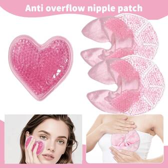 1pair Breast Ice Packs With Soft Covers And 1pc Heart Shaped Ice Gel Pad With Elastic Band, Breast Gel Bead Ice Packs, Breast Cooling/Heat Pads Breastfeeding Essentials,Reusable Nursing Ice Pack Hot Or Cold Breast Pad For Breastfeeding,Postpartum Essentials,Multi-Function Dual Temperature Hot And Cold Compress Pack Facial Care Tool