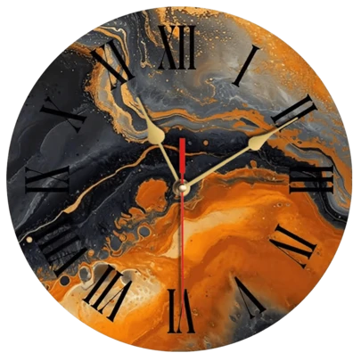1 chiếc đồng hồ treo tường bằng gỗ tròn 10/12 inch, kiểu vân đá cẩm thạch màu cam, trang trí nhà độc đáo, màu xám, đồ trang trí nhà hiện đại cho nhà hoặc văn phòng.