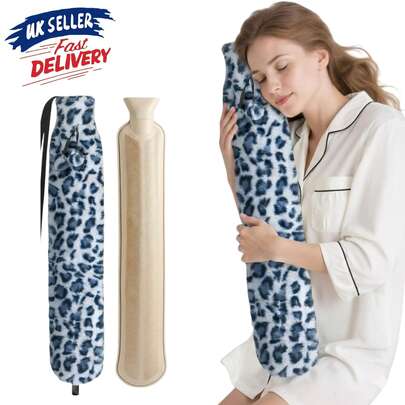 Hot Water Bottle, 2L Extra Long Hot Water Bottle With Super Soft Cover & Heat Bag 72cm, Winter Warmth Overheat Protection With Super Soft Removable Plush Cover