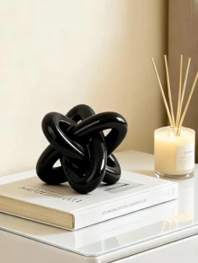 Black Knot Sculpture, Triple Knot Statue, Black Home Decor, Perfect For Accenting Rustic-Style Coffee Tables, Living Room TV Stands, Dining Tables, And Entryway Shelves. - Multicolor - View 6
