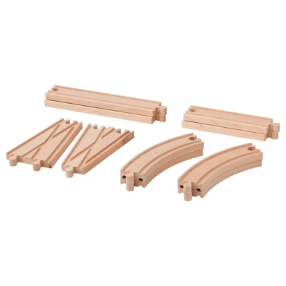 IKEA LILLABO Tetra Pak Toy Train Track, Solid Beech Wood, Compatible With Universal Train Tracks, Straight And Curved Tracks Can Be Freely Assembled To Create Your Own Railway Network. Educational Toy For Ages 3+.