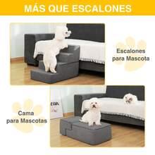 Escaleras para Mascotas para Perros 4 Escalones con Espuma Funda Antideslizante - Gris - Ver 3