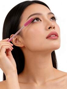 500/1pc Disposable Mascara Wands, Bulk Mascara Brushes, Eyelash Brushes, Spiral Brushes, Makeup Tools, Suitable For Eyelash Extensions, Eyebrow Brushes, Eyeshadow Brushes, Spiral Brushes. - Hot Pink - View 5