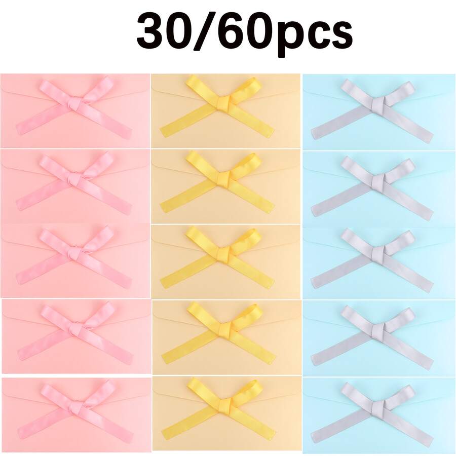 30/60 Pearlescent Paper Ribbon EnvelopesFor Wedding Business Invitations, Photos, Graduation, Baby Shower Birthday Baptism Thank You Card Party Invitations Card Gift Card Envelope