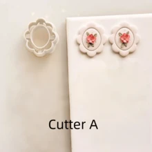 Vintage Floral Frame Polymer Clay Cutters– Retro Style Craft Tools For Floral Jewelry Making, DIY Earrings Charms & Handmade Decor - White - View 10