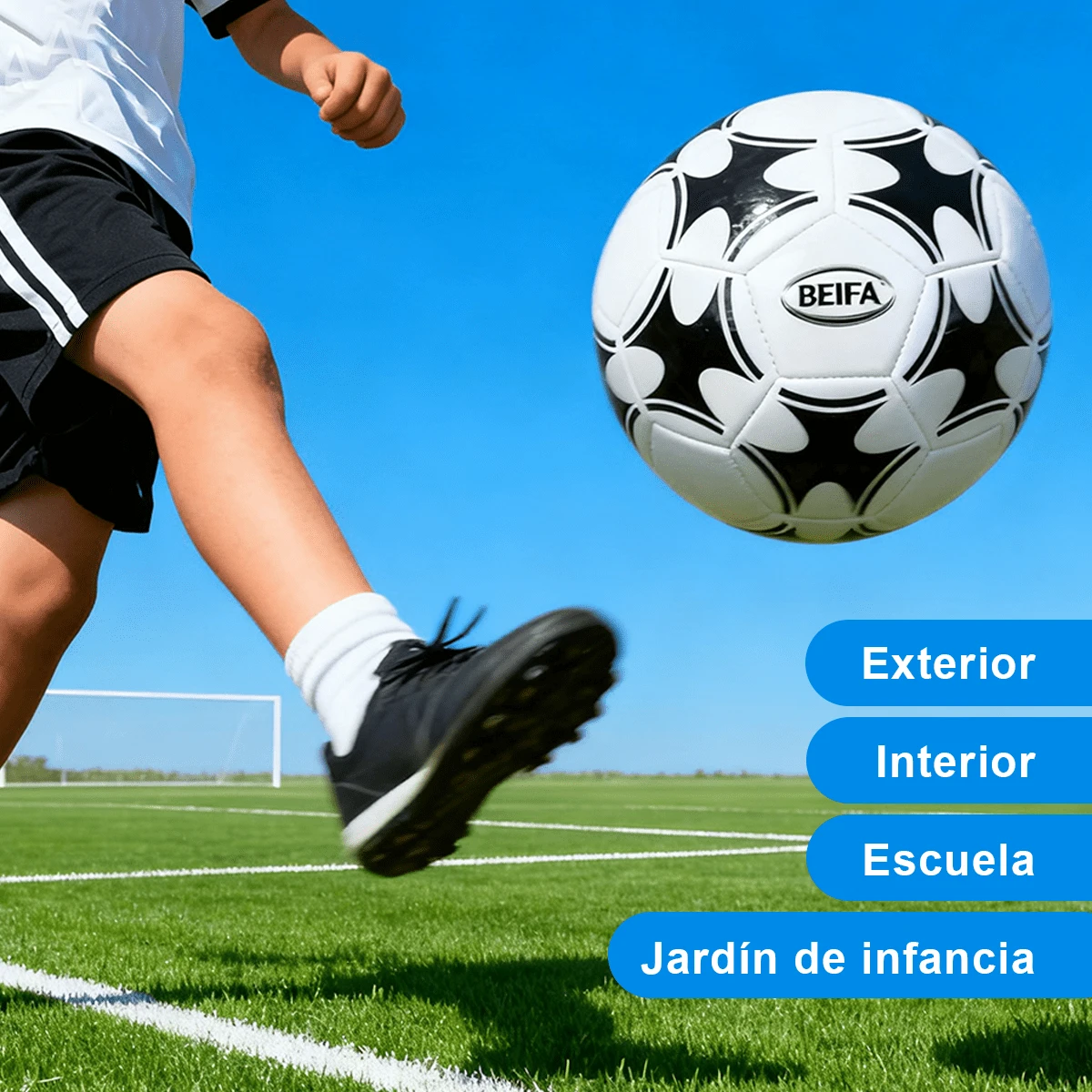 1 Pieza Balón de Fútbol Clásico Talla 3 / Talla 4 | Pelota de Entrenamiento y Competición + Material PVC Engrosado Resistente al Desgaste | Tacto Suave para Niños y Adultos | Ideal para Partidos al Aire Libre / Deportes Escolares / Regalo - Blanco y Negro - Ver 1