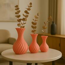 Set Of 3 Modern Spiral Decorative Vases For Living Room Or Bedroom – Minimalist And Elegant Design - 黑色 - 查看 2