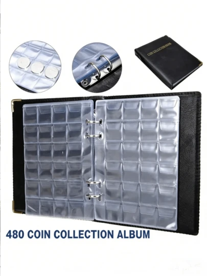 480 - Compact Coin Collection Album (Loose-Leaf), Suitable For Collecting Commemorative Coins