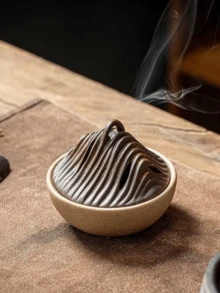 Queimador de Incenso Geométrico Nórdico - Design Texturizado com Detalhes em Camadas, Adequado para Sala de Estar e Quarto, Decoração Moderna de Fragrância Nórdica para o Lar, Silhueta Geométrica Suave - Multicolorido - Visão 2
