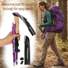 可折叠登山杖 | 铝合金登山杖 | 超轻可调节 | 符合人体工学的EVA泡沫手柄 | 男女通用，适合徒步旅行和露营