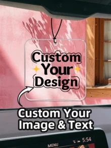 1-4pcs Custom Square Acrylic Pendant, Personalized Rearview Mirror Car Hanging Ornament - Custom Image, Design, Logo, High-Quality Acrylic Decoration, Souvenir For Car, Home, Office, School, Unique Gift For Dad, Mom, Child, Grandparents, Friends, Perfect For Holiday Decor, Anniversary, Daily Use - Multicolor - View 3