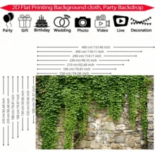 1pc Vintage Stone Wall Backdrop Banner, Decorated With Green Ivy Leaves, Stone Wall Design, Suitable For Holiday Decor, Party Decor, Patio, Garden, Living Room Decor, Live Streaming Background, Wedding, Bridal Shower, Anniversary Decor, Photography Props - Multicolor - View 3