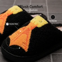 1 Pair New Funny Duck Foot Plush Slippers, Creative 3D Embroidered Pattern Warm Comfortable Thick Fluffy Indoor Shoes, Slip-On Home Slippers For Men And Women, Best Gift For Friends Insulation, Galentines, Puppy, Carnival, Shoe, Spring Summer Picks, Brides Maid Gifts, Room, Bedroom Decor, Bedroom Decor, Beach, Travel, For Men, For Women, Vacation,Women's Day,Travel Essentials,Wedding Favours,Y2k,Bedroom,Car Accessories Women,Kitchen Decor,Cute Stuff - Black - View 3