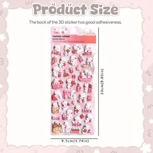 Pegatinas de burbujas rosas brillantes con adorables patrones de comida y animales, adecuadas para diarios, álbumes de recortes, fundas de teléfono, manualidades DIY y decoración de papelería estética, regalo perfecto para la temporada de bodas y el Día de la Madre - Pegatinas 3D 19 - Ver 2