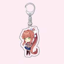 ¡Club de Literatura Doki Doki! Placa colgante de acrílico de personaje de anime chibi de aproximadamente 5,5 cm de largo, lindo llavero de anime, adorno colgante para decoración de dormitorio/hogar - Multicolor - Ver 2