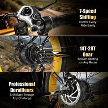 EOEOTWO 1500W Peak Motor Electric Bicycle With Front Suspension 48V 15AH Battery 26"X 4.0 Inch Tires 32+ MPH Speed 70 Miles Range For Snow Mountain Road Riding - 灰色 - 查看 5