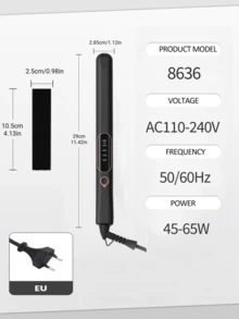1 pieza Alisador/Rizador de cabello cerámico 2 en 1, plancha profesional de titanio, calentamiento rápido, voltaje dual, apagado automático, regalo de Navidad (para mujeres) - Enchufe EU Tipo C(220-240V) - Ver 12