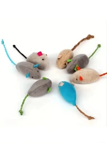 Plüschiger, realistischer Maus-Puppen-Set mit Federn, strapazierfähiges, kratz- und bissfestes Katzen- und Hundespielzeug, Haustierzubehör - Verschiedenfarbig - Übersicht 5
