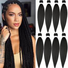 26/32英寸 8片装 自然黑色合成假发接发，专业柔软Yaki纹理，不痒，可加热造型，适合编发 - 彩色 - 查看 10