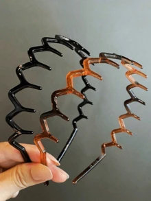 2pcs Ladies' Simple Basic Hair Hoop With Big Wavy Shape, Makeup Headband, Plastic Hair Hoop With Elegant Style, Hair Accessory Halloween,Hair Accessaries,Accessories,Hair Accessories For Women,Accesorios,Accessories Women, Hair Accessory, Hair Accessories Women, Hair Accessorie, Hair Tools, Beauty Accessories, Curly Hair Accessories - 彩色 - 查看 3
