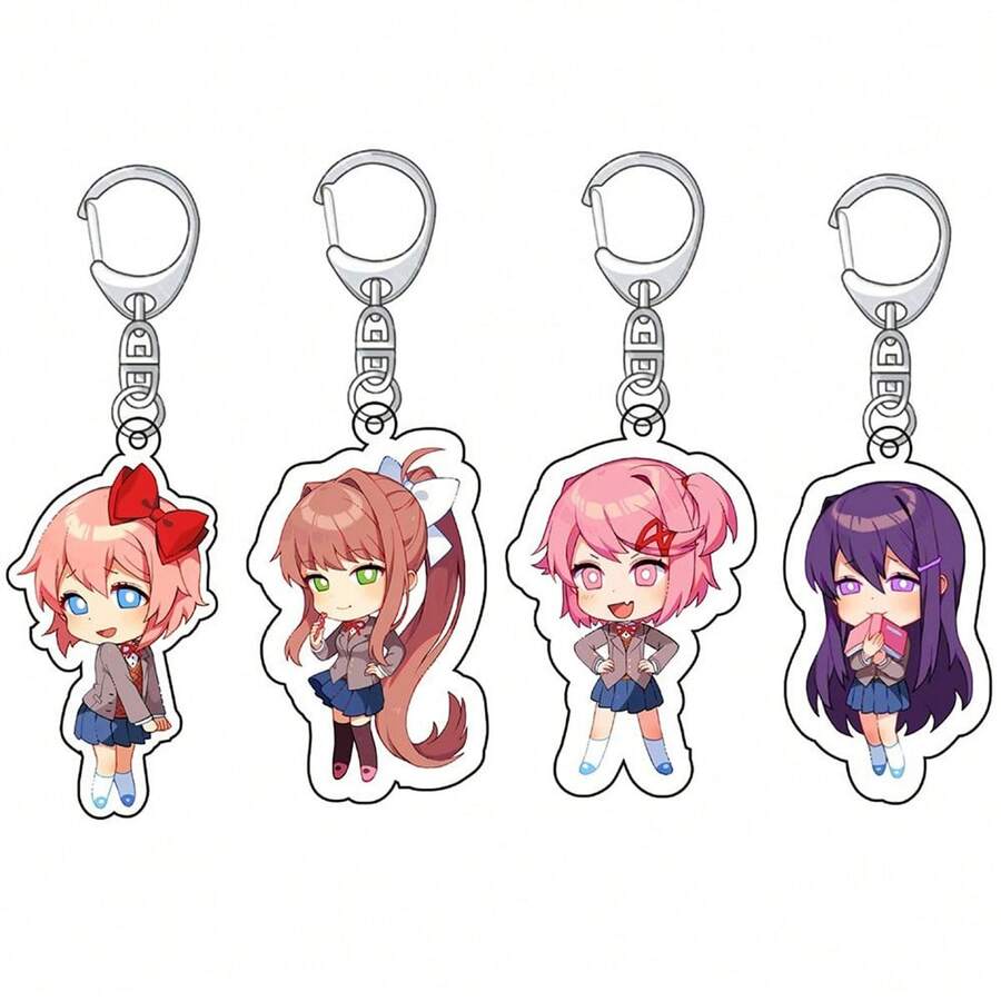 ¡Club de Literatura Doki Doki! Placa colgante de acrílico de personaje de anime chibi de aproximadamente 5,5 cm de largo, lindo llavero de anime, adorno colgante para decoración de dormitorio/hogar - Multicolor - Ver 1