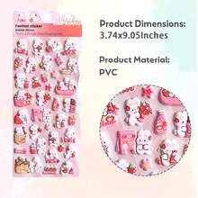 Pegatinas de burbujas rosas brillantes con adorables patrones de comida y animales, adecuadas para diarios, álbumes de recortes, fundas de teléfono, manualidades DIY y decoración de papelería estética, regalo perfecto para la temporada de bodas y el Día de la Madre - Pegatinas 3D 19 - Ver 3