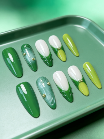 10 piezas de uñas postizas de acrílico hechas a mano | Forma de almendra | Estilo francés con perlas lindas Y2K | Polvo de uñas de cromo dorado estilo gótico de San Valentín | Rosa, rojo, blanco para mujeres y niñas con decoración de rhinestone de lujo DIY