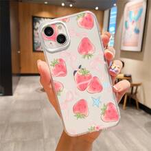 Esta funda Lazo de fresa compatible con los  16E/15/14/13/12/11/Pro/Plus/Pro Max/Mini de Apple, así como con los  Galaxy S/A/M/Note, S/G/EDGE/E, Honor 400/MAGIC/X, OPPO RNO/A/F, 14/Redmi/POCO/Note. Transparente, sencilla, elegante y duradera, está hecha de TPU. Es ideal para diversas ocasiones festivas como San Valentín, Halloween, Navidad y Año Nuevo, ideal para uso personal o como regalo. - transparente - Ver 5