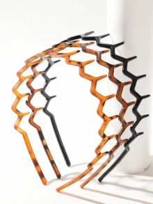 3pcs Wavy Toothed Headbands, Simple Non-Slip Hair Bands, Leopard Print Multi-Color, Suitable For Men And Women Hair Care, Hair Hoop ,Hairband For Women Hair Accessories - 彩色 - 查看 1